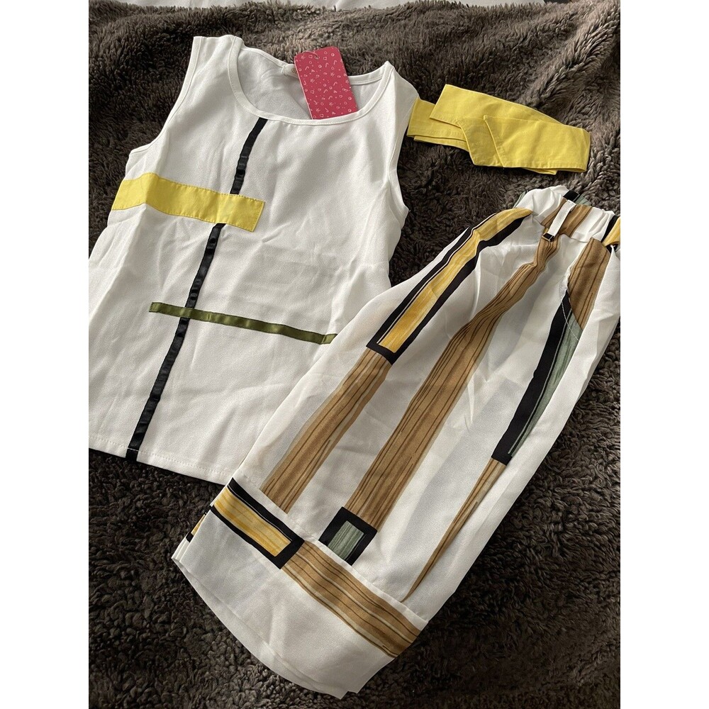 (P1) Brand New PatPat Toddler Girl White, Gold and Black Outfit
